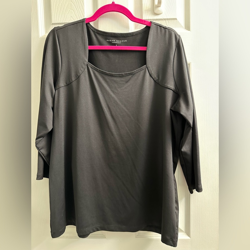 Susan Graver High Quality Top-Large, Like New-Black
